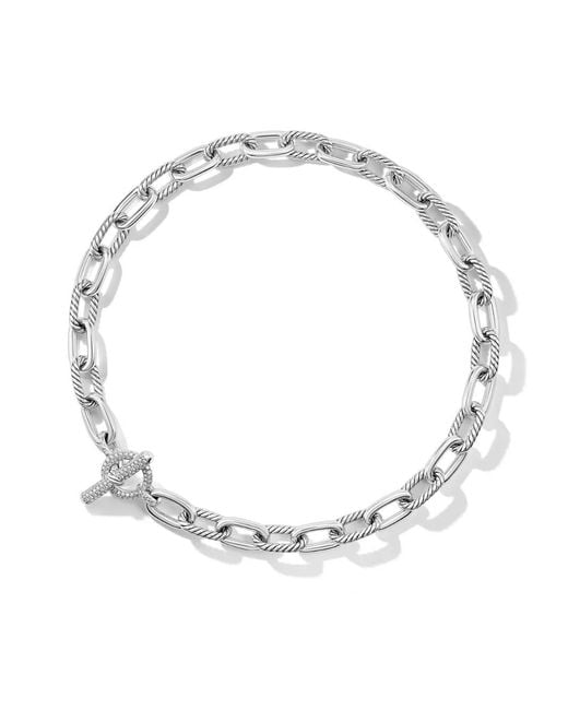 David Yurman White Sterling Dy Madison Diamond Necklace (11Mm)
