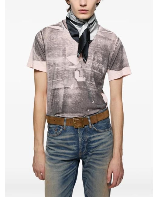 Acne Blue Silk Collage Scarf