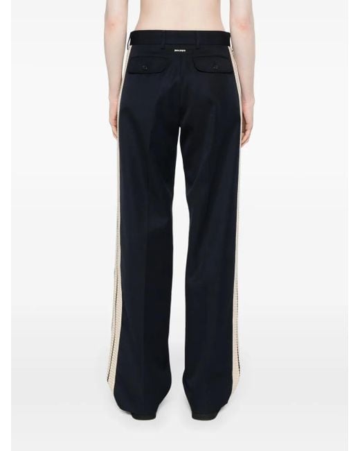Palm Angels Blue High-waist Straight-leg Trousers