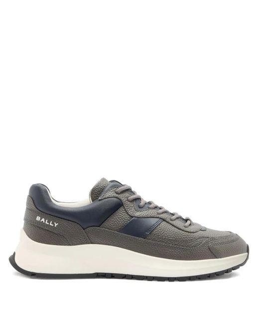 メンズ Bally Grained Leather Sneakers Gray