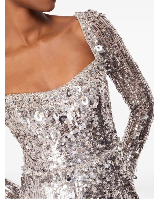 Jenny Packham Kestra スパンコールトリム マキシドレス Gray