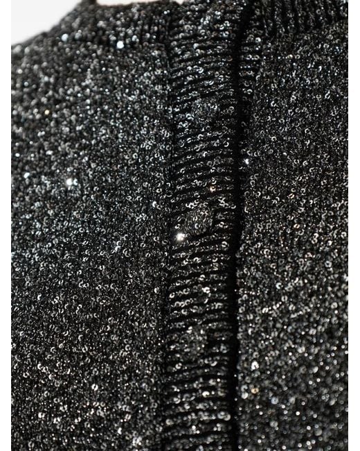 LoveShackFancy Black Sequin-Embellished Cardigan