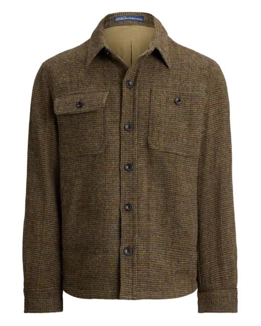 Polo Ralph Lauren Green Herringbone-Pattern Shirt Jacket for men