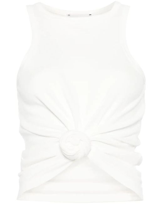 Magda Butrym White Rose-Appliqué Tank Top