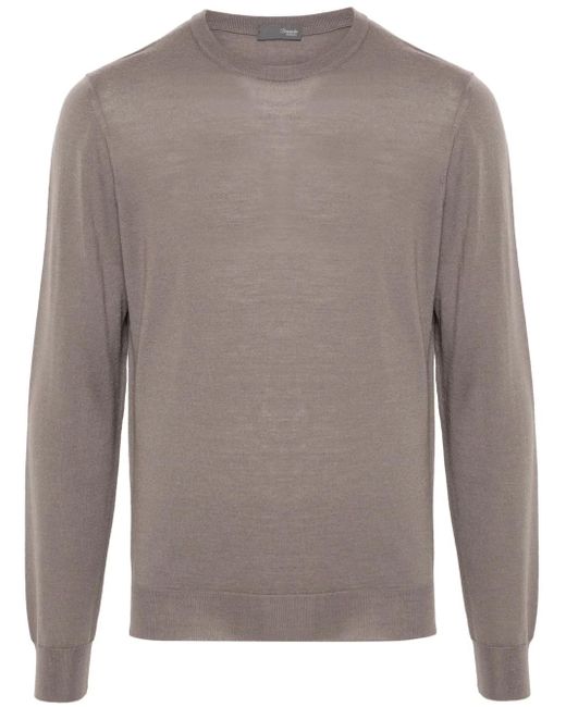 Drumohr Gray Merino-Wool Sweater for men