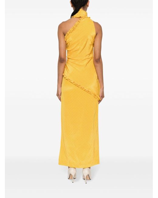 Vestido de seda con estampado de lunares Alessandra Rich de color Yellow