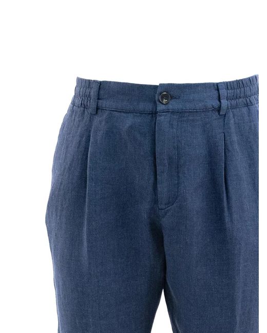 Cruna Blue Mitte Pleated Trousers for men