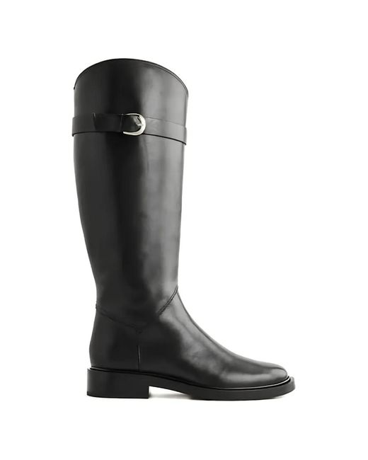 Reformation Black Buckle Knee Boots