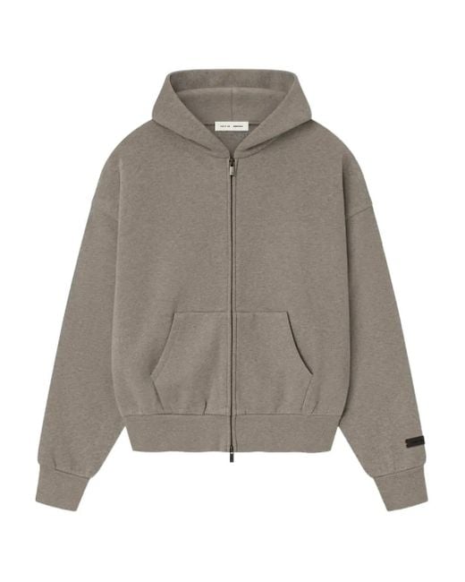 Fear Of God Gray Logo-Print Zip-Up Hoodie for men