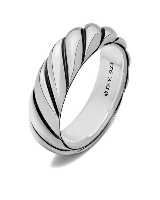 David Yurman White Sculpted Cable Sterlingsilber-Ring (6Mm)