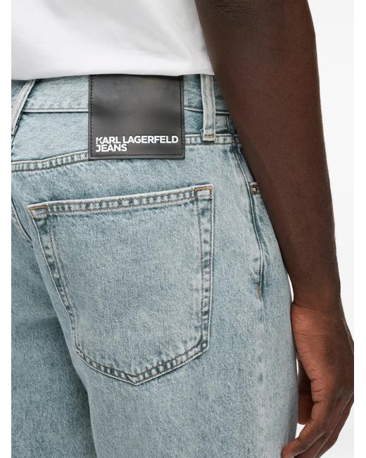 Karl Lagerfeld Blue Light Straight-Leg Jeans With Classic Five-Pocket Styling for men