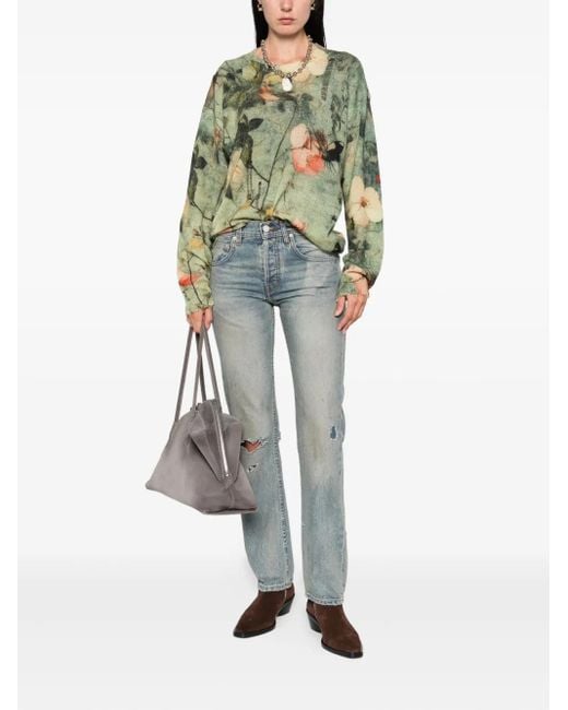 R13 Green Floral-Print Jumper