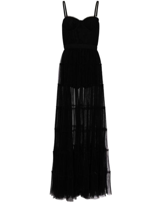 Alice + Olivia Deena Geplooide Maxi-jurk in het Black
