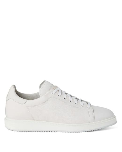 Brunello Cucinelli White Grained Leather Sneakers for men