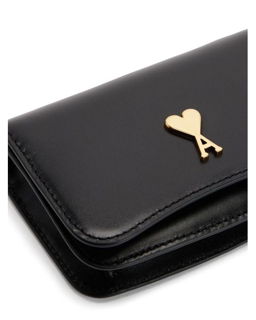 AMI Black Ami Paris Leather Credit Card Case