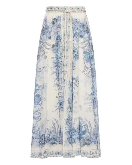 Falda Larga Wanderlust Con Cordones Zimmermann de color Blue