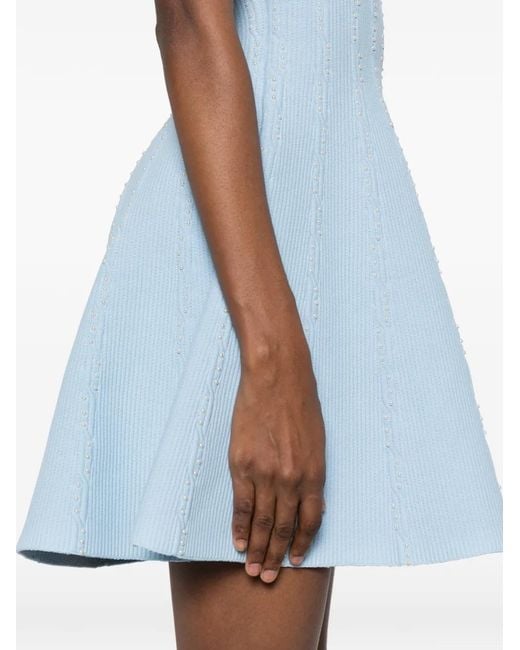 Sandro Blue Beaded Knit Mini Dress