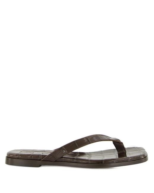Emme Parsons Brown Embossed-Croc Flat Sandals