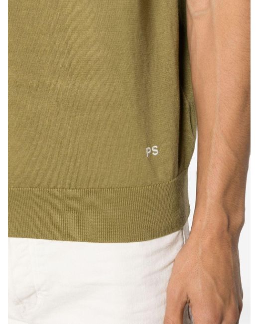 PS by Paul Smith Green Knitted Organic-cotton Polo Shirt for men