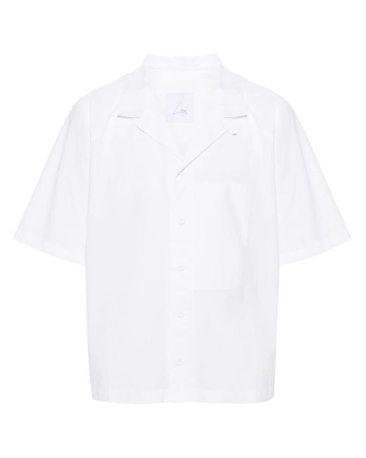 Roa White Camp-collar Short-sleeve Shirt for men