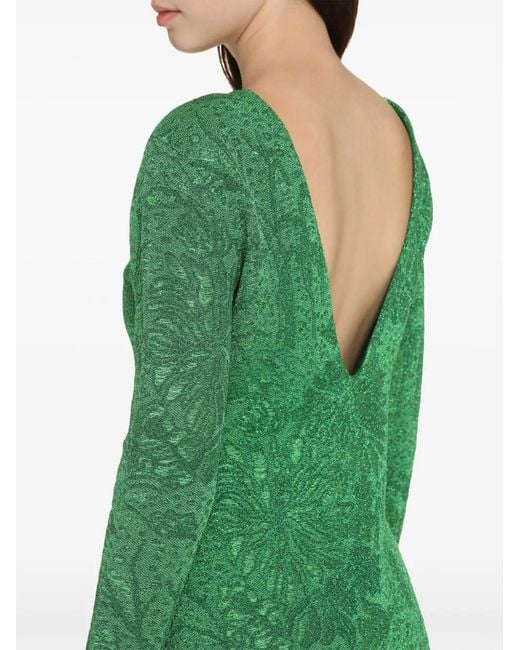 Givenchy Green Floral-Jacquard Lurex Minidress