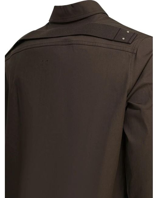 Rick Owens Brown Webbing-Strap Flap-Pocket Shirt Jacket for men