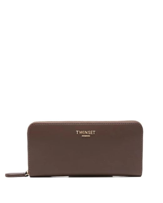 Twinset Brown Logo-Appliqué Wallet