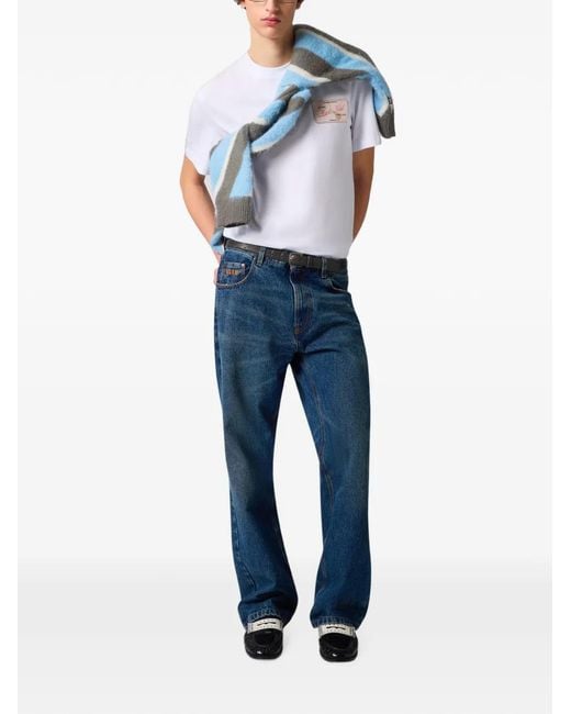 MSGM White Logo-Patch T-Shirt for men