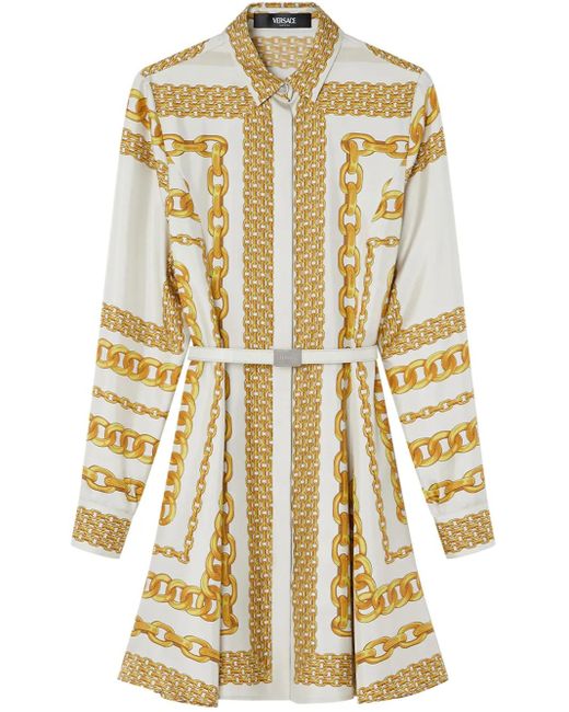 Versace Treasure Zijden Midi-Blousejurk in het Metallic