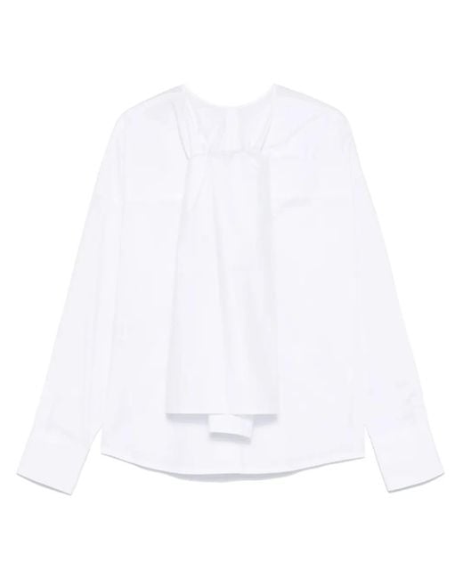 Plan C White Maxi-Bow Poplin Blouse