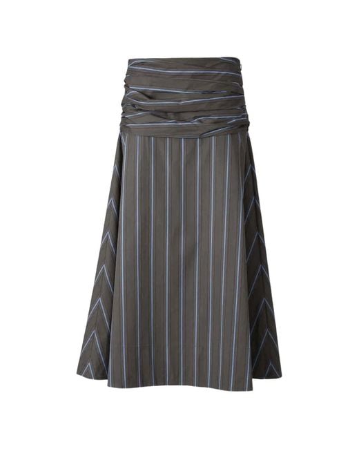 Staud Gray Sol Striped Skirt