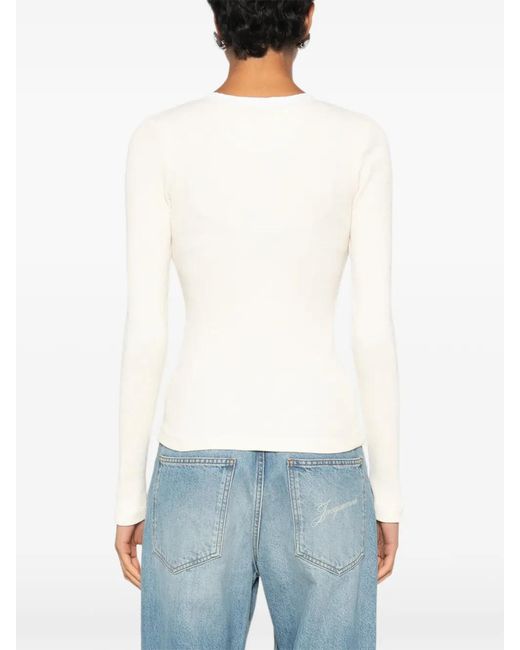 Citizens of Humanity White Drea Waffle-Knit Top