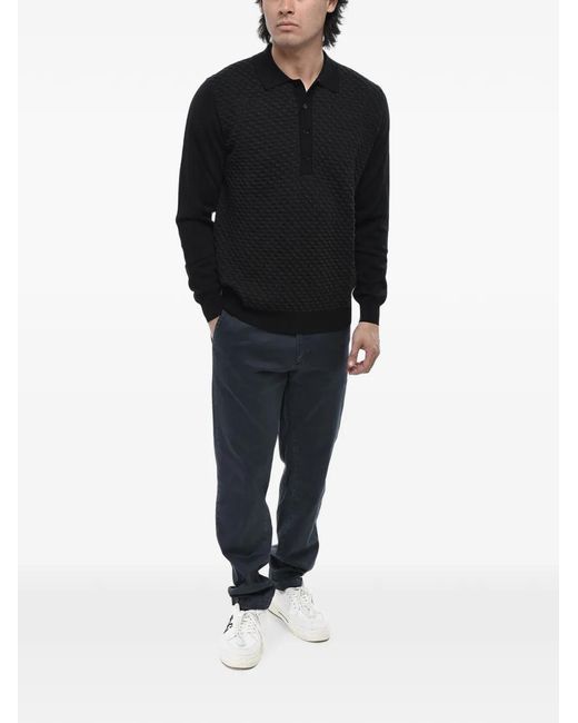 Paolo Pecora Black Polo-Collar Sweater for men
