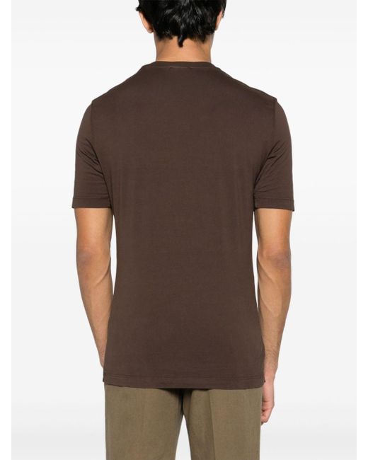 KIRED Brown Crew-neck Cotton T-shirt for men