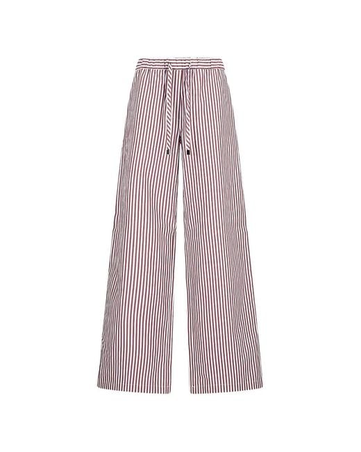 The Attico Purple Pantalon Rayé À Lien De Resserrage