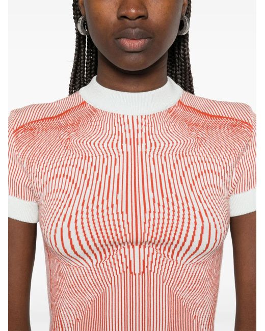 Jean Paul Gaultier Pink The Morphing Pinstripes T-Shirt