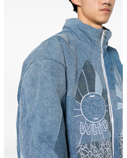 Who Decides War Blue Logo-embroidered Cotton Jacket for men