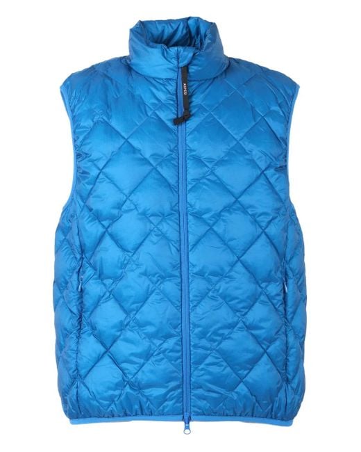 メンズ Aspesi ジップアップ キルティングベスト Blue