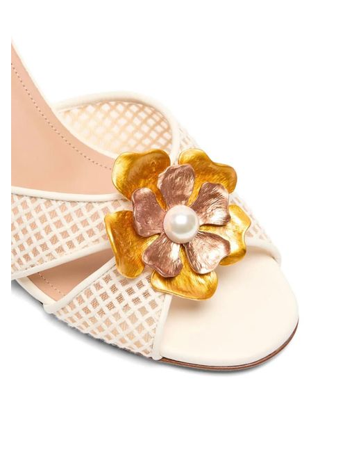 Malone Souliers Natural Suri Floral-Detail Sandals