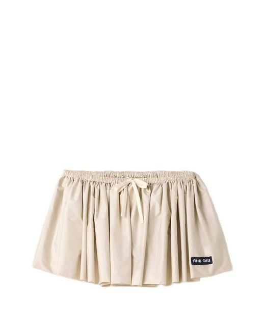 Miu Miu Natural Technical Pongé Miniskirt