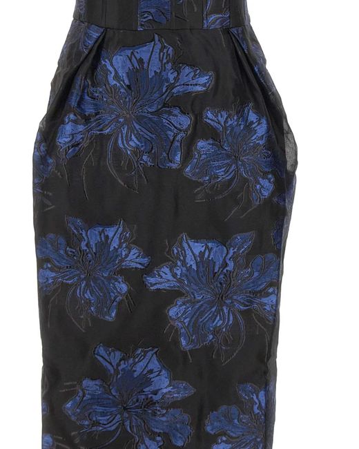 Rebecca Vallance Blue Off-The-Shoulder Floral-Print Dress
