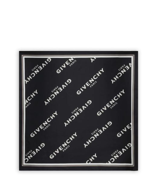 Givenchy Black Small Shadow Logo-Print Silk Scarf