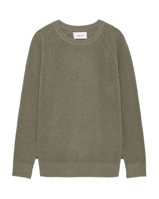 NN07 Green Raglan-Sleeve Ribbed Sweater for men