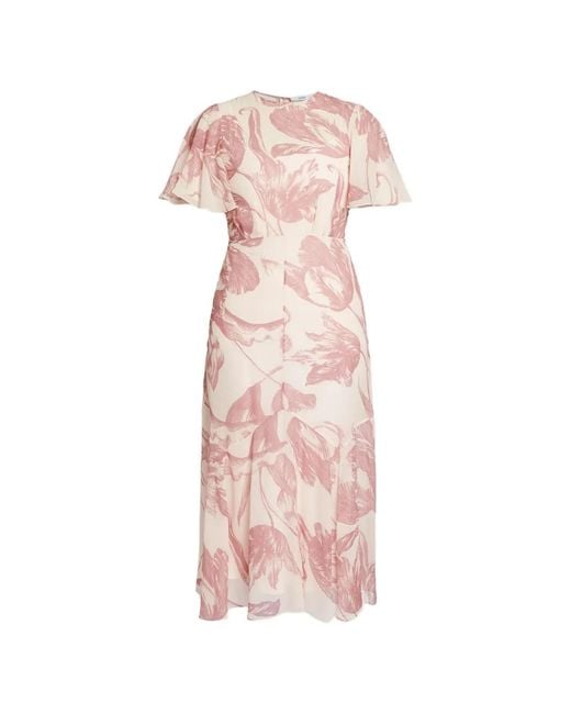 Erdem Pink Floral-Print Midi Dress