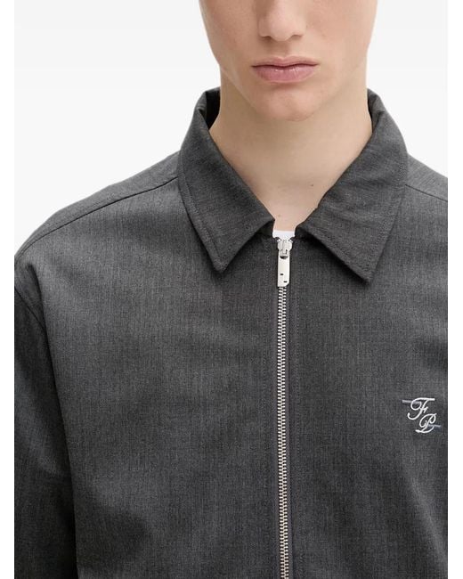 Filling Pieces Gray Zip Embroidered Jacket for men