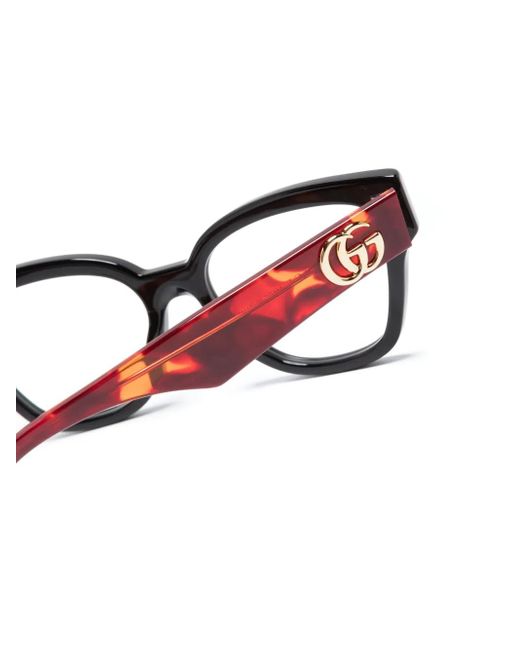 Gucci Black Gg-Motif Square-Frame Glasses