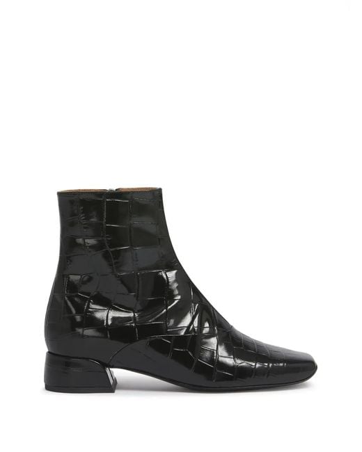Marni Black Croc-Effect Ankle Boots