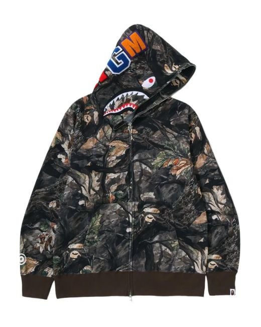 A Bathing Ape Tree Edge Camo Shark Kapuzenjacke in Black für Herren
