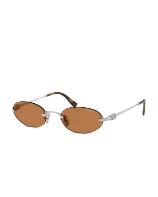 Miu Miu Metallic Oval-Frame Sunglasses