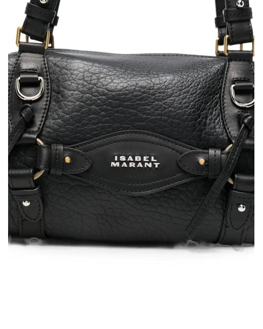Isabel Marant Black Mini Tilpa Buckle-Detail Pebbled Shoulder Bag